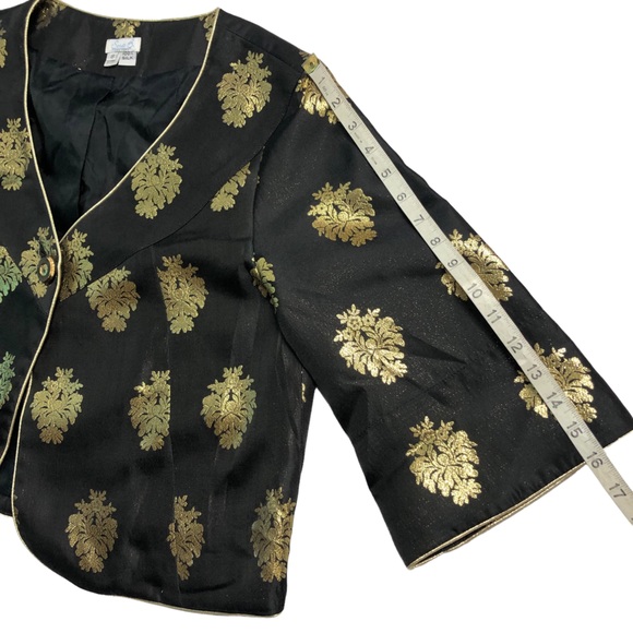 Sera B 100% Silk Oriental style Embossed cropped Blazer vintage made in USA - Picture 10 of 16